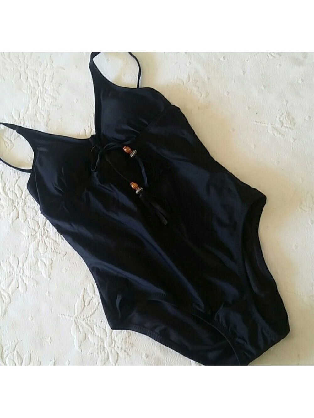 ANA Black One Piece Bathing Suit Swimsuit a.n.a. A New Approach